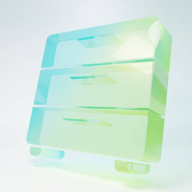 Frosted glass Furniture nightstand icon isolated on white background. Minimalism concept. 3D render illustration.