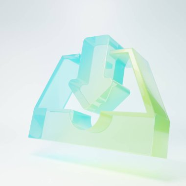 Buzlu cam gelen kutusu simgesi beyaz arkaplanda izole edildi. Minimalizm kavramı. 3 Boyutlu resimleme.