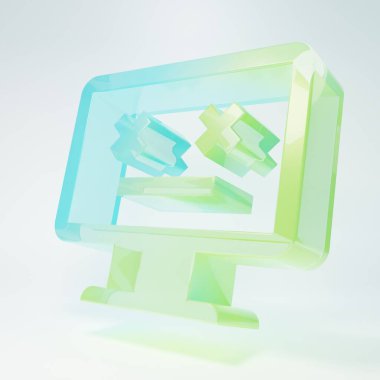 Buzlu cam Ölü Monitör simgesi beyaz arkaplanda izole edildi. Ölü emojili bilgisayar gibi 404 hata. Bilgisayar sisteminde ölümcül hata. Minimalizm kavramı. 3 Boyutlu resimleme.