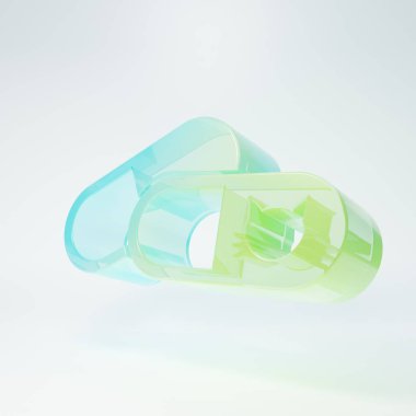 Buzlu cam kedi ve beyaz arka planda izole edilmiş hap ikonu. Hayvan için reçeteli ilaç. Minimalizm kavramı. 3 Boyutlu resimleme.