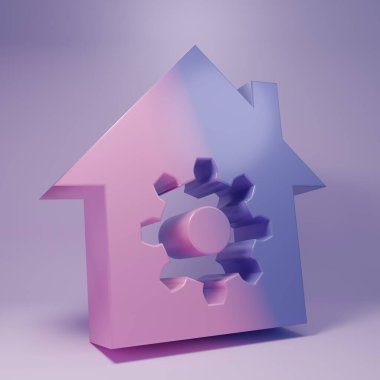 Mor Akıllı ev ayarları simgesi mor arkaplanda izole edildi. Uzaktan kumanda. Minimalizm kavramı. 3 Boyutlu resimleme.