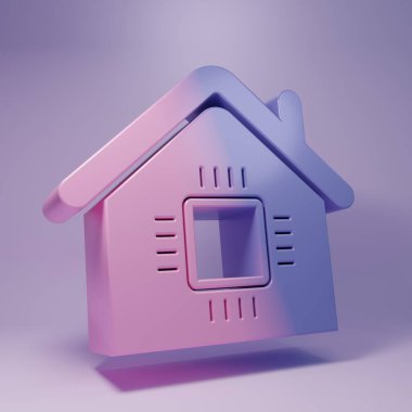 Mor Akıllı ev simgesi mor arka planda izole edildi. Uzaktan kumanda. Minimalizm kavramı. 3 Boyutlu resimleme.