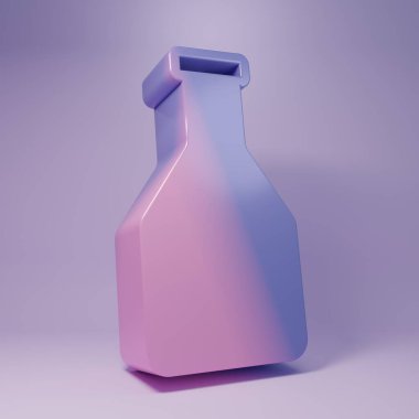 Purple Ketchup bottle icon isolated on purple background. Minimalism concept. 3D render illustration.