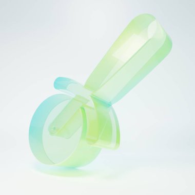 Beyaz arka planda izole edilmiş buzlu cam pizza bıçağı ikonu. Pizza kesme tabelası. Çelik mutfak gereçleri. Minimalizm kavramı. 3 Boyutlu resimleme.