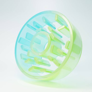 Frosted glass Donut with sweet glaze icon isolated on white background. Minimalism concept. 3D render illustration.