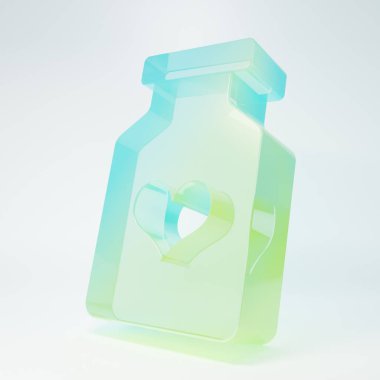 İktidar hapı içeren buzlu cam ilaç şişesi beyaz arka planda izole edilmiş afrodizyak ikonu. Erkekler ve kadınlar için seks hapları. Minimalizm kavramı. 3 Boyutlu resimleme.