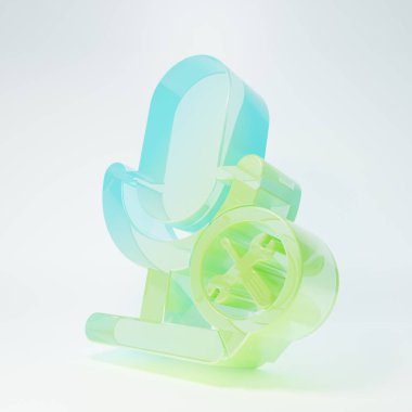 Beyaz arka planda izole edilmiş tornavida ve anahtar ikonlu buzlu cam mikrofon. Ayarlama, servis, ayar, bakım, onarım, onarım. Minimalizm kavramı. 3 Boyutlu resimleme.