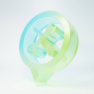 Beyaz zemin üzerinde çapraz tornavida ve ingiliz anahtarı simgesi olan buzlu cam konumu. İşaret ayarları sembolü. Minimalizm kavramı. 3 Boyutlu resimleme.