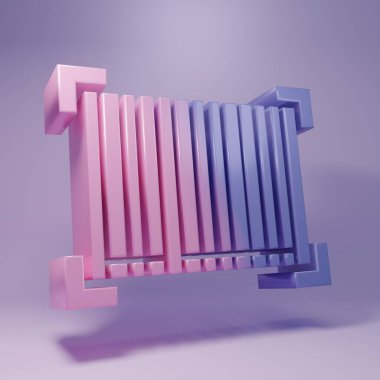 Mor barkod simgesi mor arkaplanda izole edildi. Minimalizm kavramı. 3 Boyutlu resimleme.