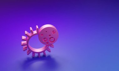 Mor-mavi arkaplanda izole edilmiş güneş tutulması simgesi. Tam sonar tutulması. Minimalizm kavramı. 3 Boyutlu resimleme.