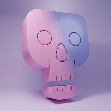 Mor Kafatası simgesi mor arkaplanda izole edilmiş. Mutlu Cadılar Bayramı Partisi. Minimalizm kavramı. 3 Boyutlu resimleme.