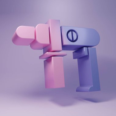 Mor elektrikli matkap ikonu mor arka planda izole edilmiş. Tamir aleti. Minimalizm kavramı. 3 Boyutlu resimleme.