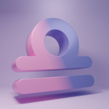 Mor Terazi burç simgesi mor arka planda izole edilmiş. Astrolojik yıldız falı koleksiyonu. Minimalizm kavramı. 3 Boyutlu resimleme.