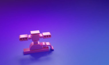 Mor-mavi arka planda izole edilmiş pembe otomatik sulama ikonu. Su ekipmanları. Bahçe elemanı. Sprey tabanca ikonu. Minimalizm kavramı. 3 Boyutlu resimleme.