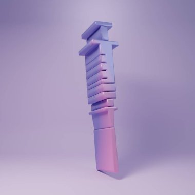 Mor Şırınga ikonu mor arkaplanda izole edilmiş. Aşı için şırınga, aşı, iğne, grip aşısı. Tıbbi ekipman. Minimalizm kavramı. 3 Boyutlu resimleme.