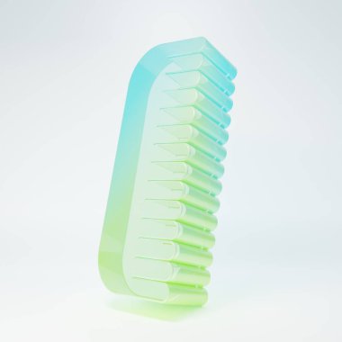 Frosted glass Hairbrush icon isolated on white background. Comb hair sign. Barber symbol. Minimalism concept. 3D render illustration.
