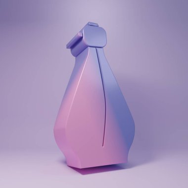 Purple Perfume icon isolated on purple background. Minimalism concept. 3D render illustration.