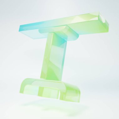 Beyaz arka planda izole edilmiş buzlu cam yuvarlak masa ikonu. Minimalizm kavramı. 3 Boyutlu resimleme.