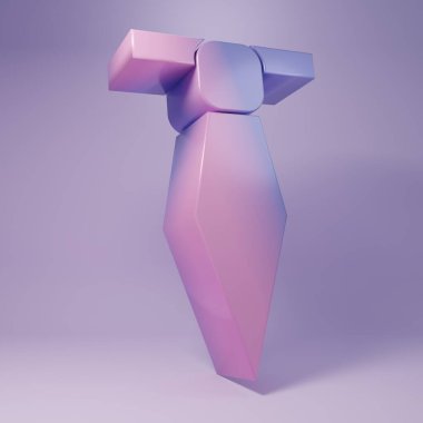 Mor Kravat simgesi mor arkaplanda izole edilmiş. Boyunbağı ve boyun bezi sembolü. Minimalizm kavramı. 3 Boyutlu resimleme.