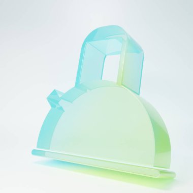 Beyaz arka planda izole edilmiş ikonlu buzlu cam çaydanlık. Çaydanlık ikonu. Minimalizm kavramı. 3 Boyutlu resimleme.