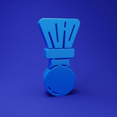 Mavi arkaplanda mavi tıraş fırçası simgesi izole edildi. Berber dükkanı sembolü. Minimalizm kavramı. 3 Boyutlu resimleme.