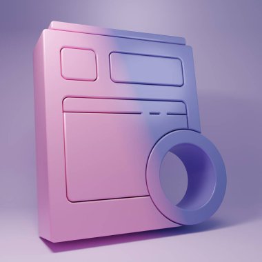 Mor Mutfak bulaşık makinesi simgesi mor arka planda izole edilmiş. Minimalizm kavramı. 3 Boyutlu resimleme.