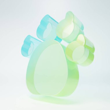 Beyaz arkaplanda izole edilmiş buzlu cam pençe izi simgesi. Köpek ya da kedi pençesi izi. Hayvan izleri. Minimalizm kavramı. 3 Boyutlu resimleme.