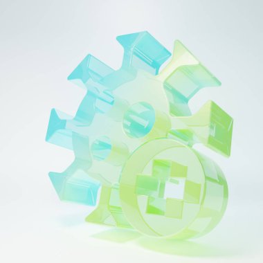 Beyaz arka planda izole edilmiş buzlu cam pozitif virüs ikonu. Corona virüsü 2019-nCoV. Bakteri ve mikroplar, hücre kanseri, mikrop, mantar. Minimalizm kavramı. 3 Boyutlu resimleme.