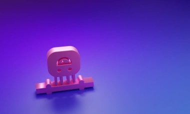 Pembe Akıllı sensör sistemi simgesi mor-mavi arkaplanda izole edildi. İnternet kavramının kablosuz bağlantısı. Minimalizm kavramı. 3 Boyutlu resimleme.