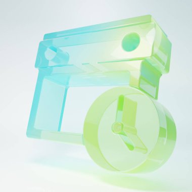 Buzlu cam takvim ve saat simgesi beyaz arkaplanda izole edildi. Program, randevu, organizatör, zaman çizelgesi, zaman yönetimi. Minimalizm kavramı. 3 Boyutlu resimleme.