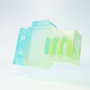 Buzlu cam kontrol motoru simgesi beyaz arkaplanda izole edildi. Minimalizm kavramı. 3 Boyutlu resimleme.