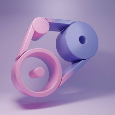 Purple Timing belt kit icon isolated on purple background. Minimalism concept. 3D render illustration.