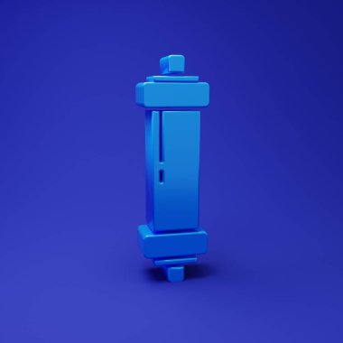 Mavi Şok emici simgesi mavi arkaplanda izole edildi. Minimalizm kavramı. 3 Boyutlu resimleme.