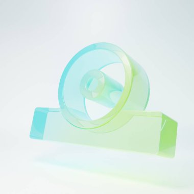 Beyaz arka planda izole edilmiş buzlu cam Otolaryngological baş yansıtıcı ikonu. Hastaların kulak, boğaz ve burun muayenesi için ekipman. Minimalizm kavramı. 3 Boyutlu resimleme.