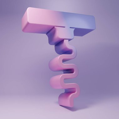 Purple Wine corkscrew icon isolated on purple background. Minimalism concept. 3D render illustration.