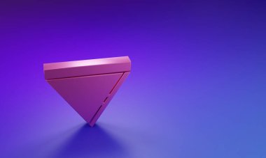 Pembe kahve kağıdı filtre simgesi mor-mavi arka planda izole edildi. Minimalizm kavramı. 3 Boyutlu resimleme.