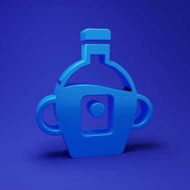 Mavi arka planda mavi akçaağaç şurubu ikonu var. Minimalizm kavramı. 3 Boyutlu resimleme.