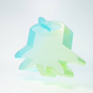 Beyaz arkaplanda izole edilmiş buzlu cam ağaç kütüğü simgesi. Minimalizm kavramı. 3 Boyutlu resimleme.