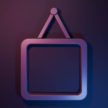 Mor Ayna simgesi mor-mavi arkaplanda izole edildi. Minimalizm kavramı. 3 Boyutlu resimleme.