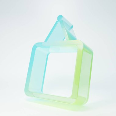 Frosted glass Mirror icon isolated on white background. Minimalism concept. 3D render illustration.