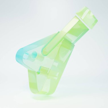 Beyaz zemin üzerinde izole edilmiş buzlu cam elektro gitar ikonu. Minimalizm kavramı. 3 Boyutlu resimleme.