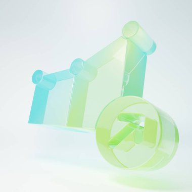 Frosted glass Financial growth icon isolated on white background. Increasing revenue. Minimalism concept. 3D render illustration.