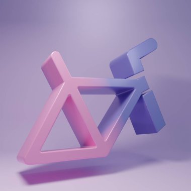 Mor bisiklet çerçeve simgesi mor arkaplanda izole edilmiş. Minimalizm kavramı. 3 Boyutlu resimleme.