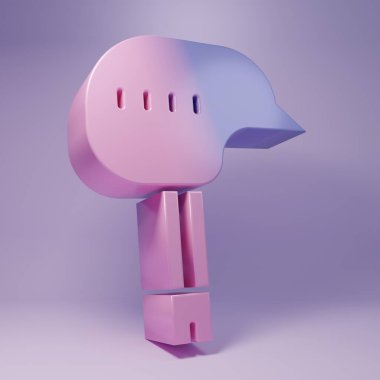 Mor bisiklet başlığı simgesi mor arkaplanda izole edilmiş. Olağanüstü bir spor. Spor malzemeleri. Minimalizm kavramı. 3 Boyutlu resimleme.