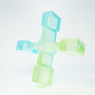 Beyaz arka planda izole edilmiş buzlu cam tekerlek anahtarı ikonu. Tekerlek desteği. Minimalizm kavramı. 3 Boyutlu resimleme.