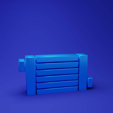 Blue Car radiator cooling system icon isolated on blue background. Minimalism concept. 3D render illustration.