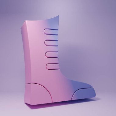 Mor Spor Boks Ayakkabıları ikonu, mor arka planda izole edilmiş. Güreş ayakkabıları. Minimalizm kavramı. 3 Boyutlu resimleme.