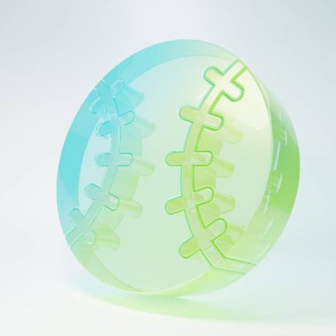 Beyaz arka planda izole edilmiş buzlu cam beyzbol topu ikonu. Minimalizm kavramı. 3 Boyutlu resimleme.