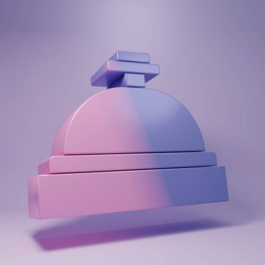 Mor Otel servis çanı simgesi mor arkaplanda izole edildi. Resepsiyon zili. Minimalizm kavramı. 3 Boyutlu resimleme.