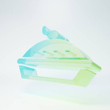 Beyaz arka planda izole edilmiş ev yapımı buzlu cam pasta ikonu. Minimalizm kavramı. 3 Boyutlu resimleme.